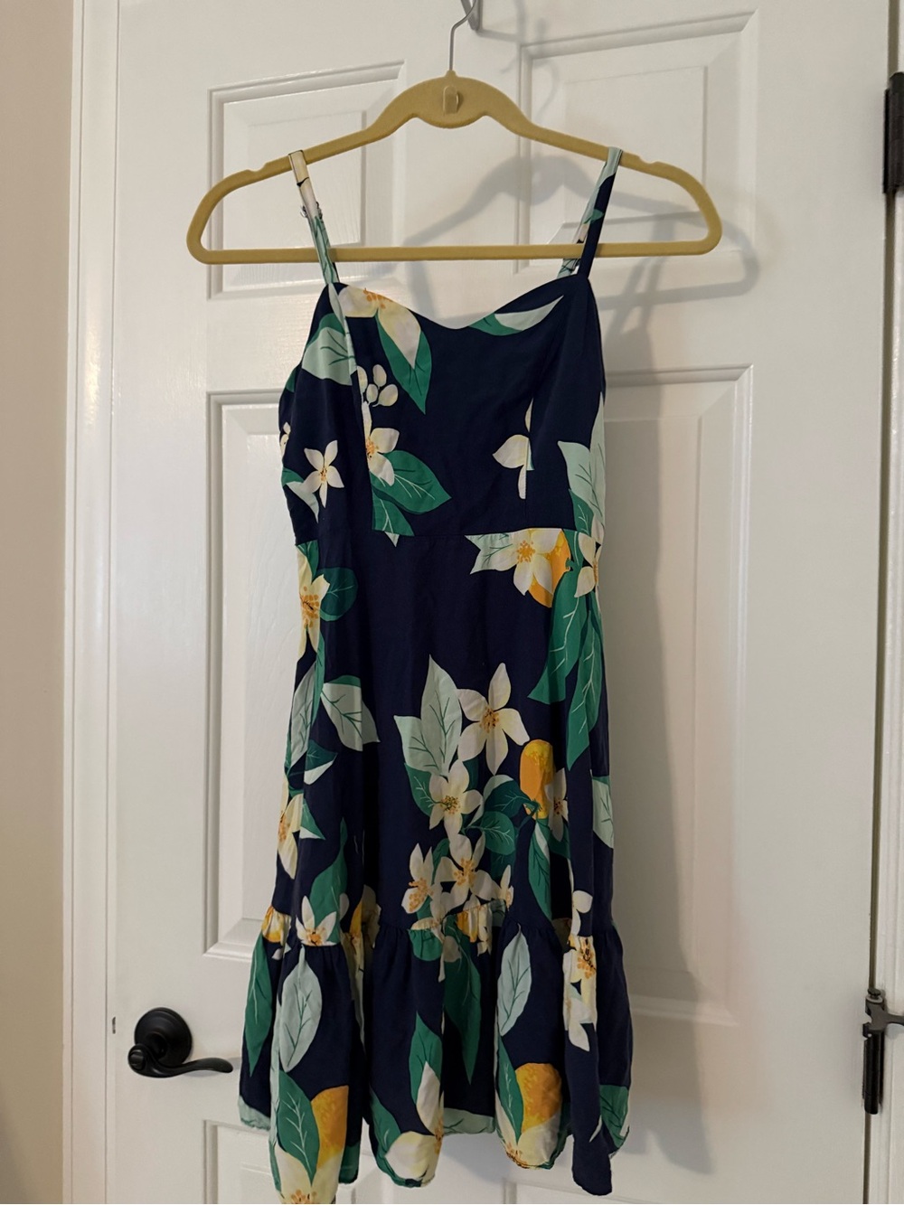 Old Navy Navy Floral and Lemon Mini Dress